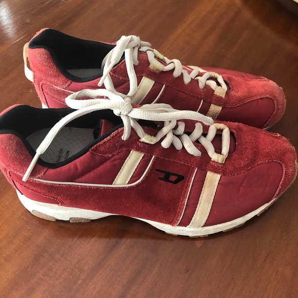 Red Leather Diesel Sneakers 
